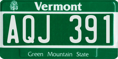 VT license plate AQJ391