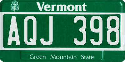 VT license plate AQJ398