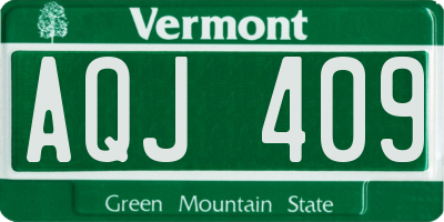 VT license plate AQJ409