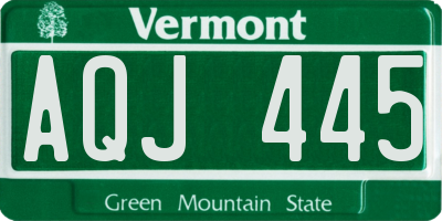 VT license plate AQJ445