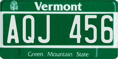 VT license plate AQJ456