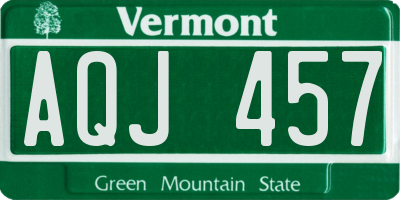 VT license plate AQJ457