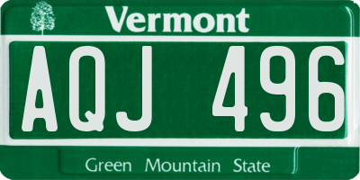 VT license plate AQJ496