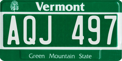 VT license plate AQJ497