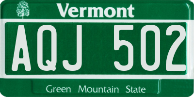 VT license plate AQJ502