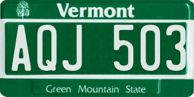 VT license plate AQJ503