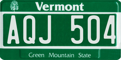 VT license plate AQJ504