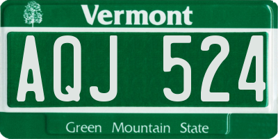 VT license plate AQJ524
