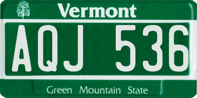 VT license plate AQJ536