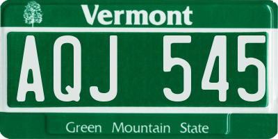 VT license plate AQJ545