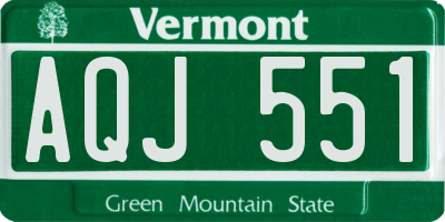 VT license plate AQJ551