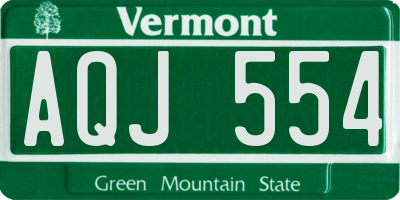 VT license plate AQJ554