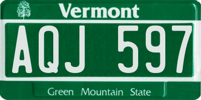 VT license plate AQJ597