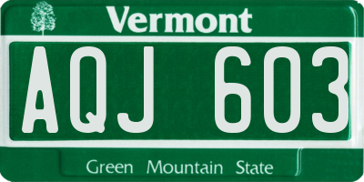VT license plate AQJ603
