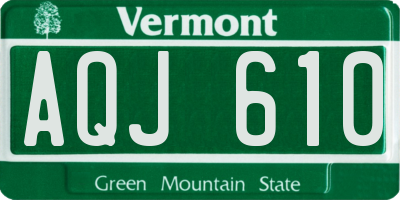 VT license plate AQJ610