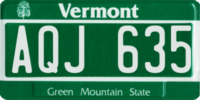 VT license plate AQJ635