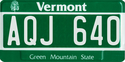 VT license plate AQJ640