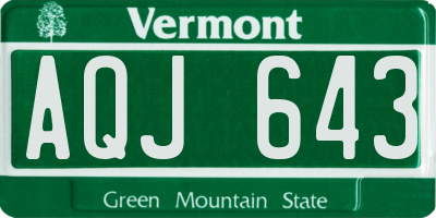 VT license plate AQJ643