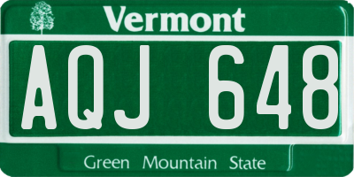 VT license plate AQJ648