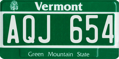 VT license plate AQJ654