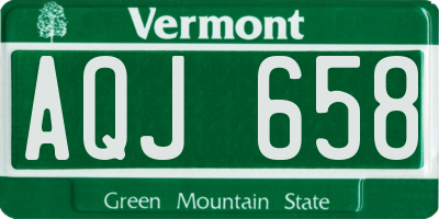VT license plate AQJ658