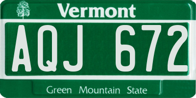 VT license plate AQJ672