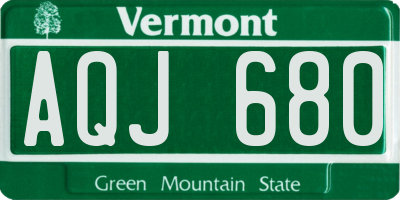 VT license plate AQJ680