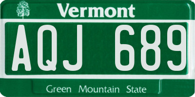 VT license plate AQJ689