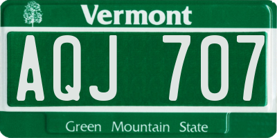 VT license plate AQJ707