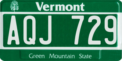 VT license plate AQJ729