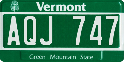 VT license plate AQJ747
