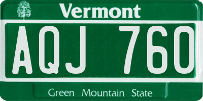 VT license plate AQJ760