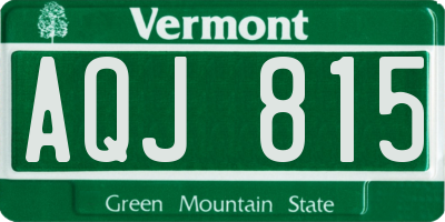 VT license plate AQJ815