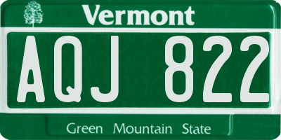 VT license plate AQJ822
