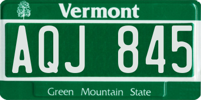 VT license plate AQJ845