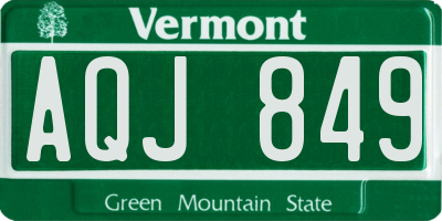 VT license plate AQJ849