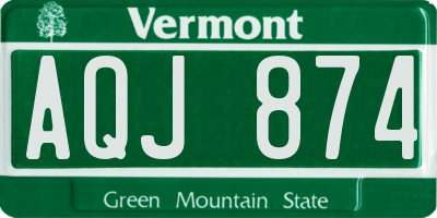VT license plate AQJ874