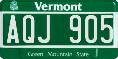 VT license plate AQJ905