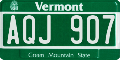 VT license plate AQJ907