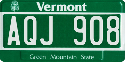 VT license plate AQJ908