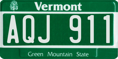 VT license plate AQJ911