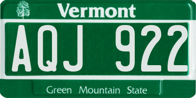 VT license plate AQJ922