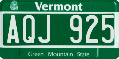 VT license plate AQJ925