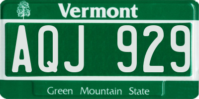 VT license plate AQJ929