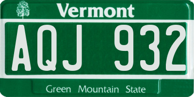 VT license plate AQJ932