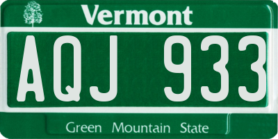 VT license plate AQJ933
