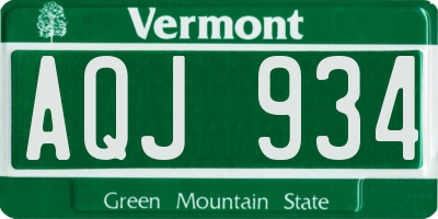 VT license plate AQJ934
