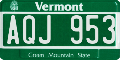 VT license plate AQJ953