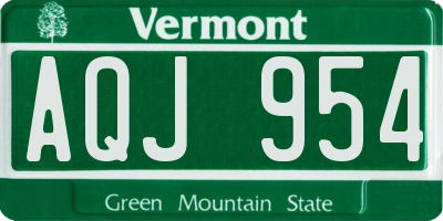 VT license plate AQJ954