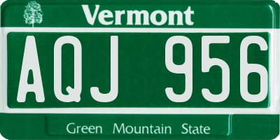 VT license plate AQJ956